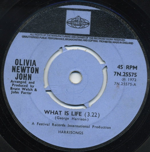 Olivia Newton-John : What Is Life (7", Single)