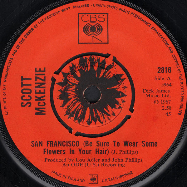 Scott McKenzie : San Francisco (Be Sure To Wear Some Flowers In Your Hair) (7", Single, 4-P)