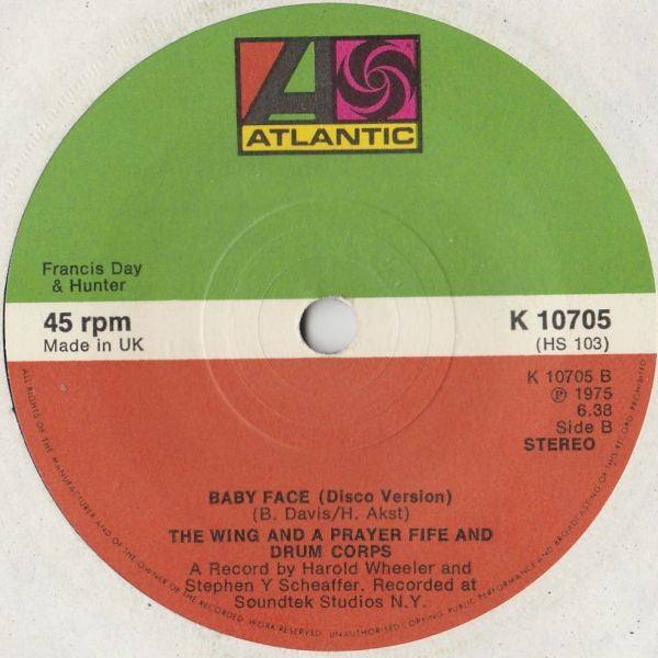 Wing And A Prayer Fife And Drum Corps. : Baby Face (7", Single, Sol)