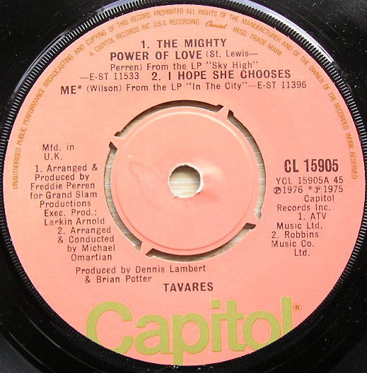 Tavares : The Mighty Power Of Love (7", EP, Kno)