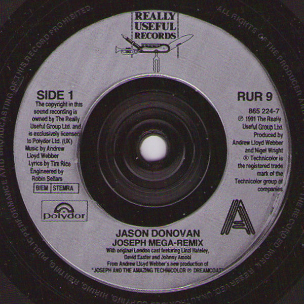Jason Donovan With "Joseph And The Amazing Technicolor Dreamcoat" Original London Cast Featuring Linzi Hateley, David Easter & Johnny Amobi : Joseph Mega-Remix (7", Single)