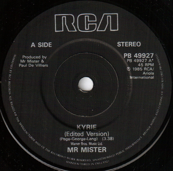 Mr. Mister : Kyrie (7", Single)