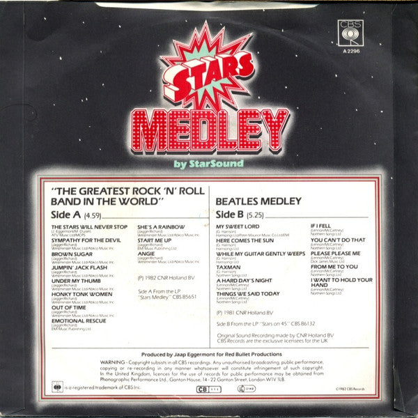 Stars On 45 : The Greatest Rock 'N' Roll Band In The World / Beatles Medley (7", Single)