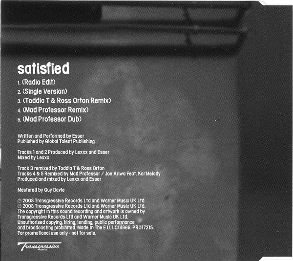 Esser : Satisfied (CD, Single, Promo)