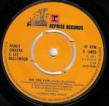Nancy Sinatra & Lee Hazlewood : Did You Ever (7", Single, 4-P)