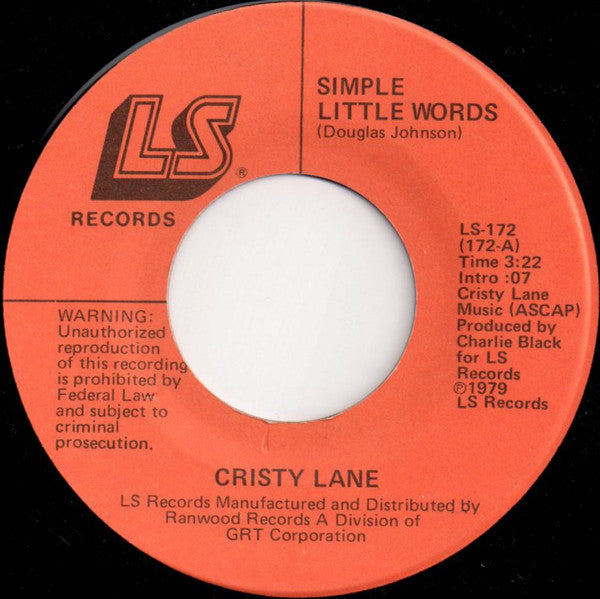 Cristy Lane : Simple Little Words / He Believes In Me (7")