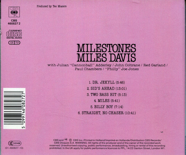 Miles Davis : Milestones (CD, Album, Mono, RE, RM)