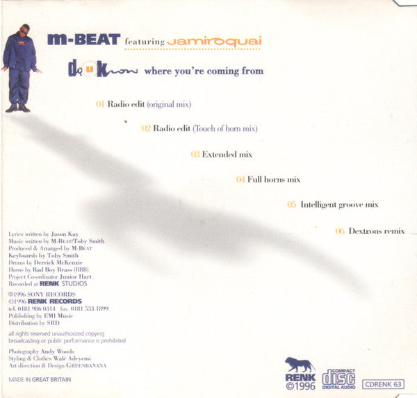 M-Beat Featuring Jamiroquai : Do U Know Where You're Coming From (CD, Single)