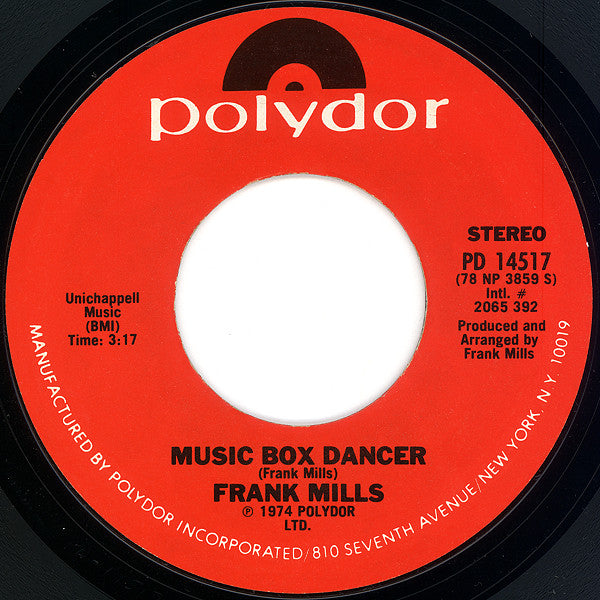 Frank Mills : Music Box Dancer (7", Single, CP )