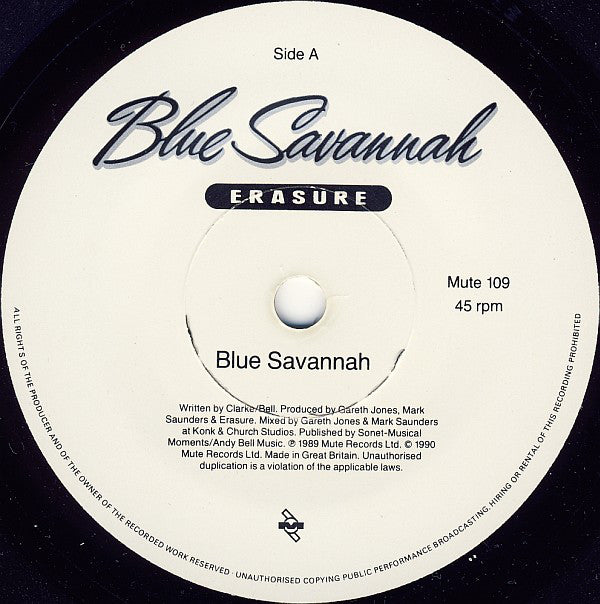 Erasure : Blue Savannah (7", Single, Sil)