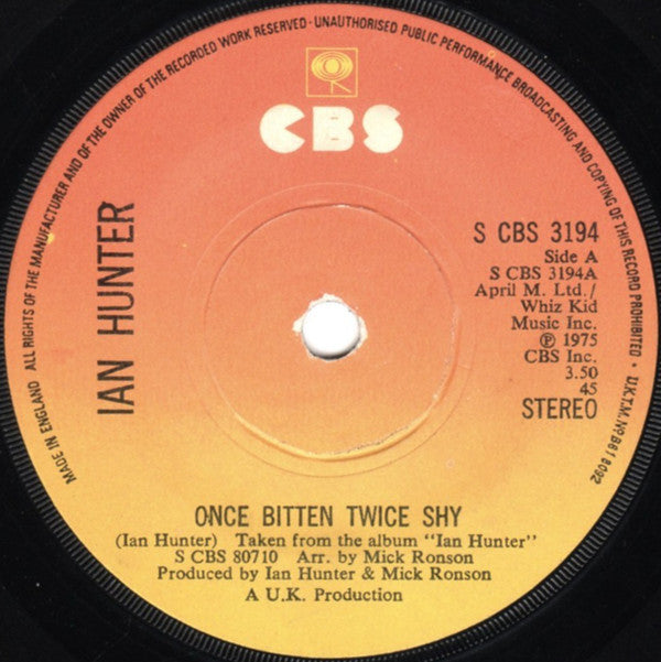 Ian Hunter : Once Bitten Twice Shy (7", Single, Sol)