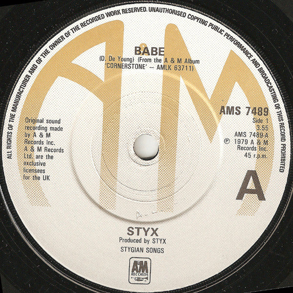 Styx : Babe (7", Single)