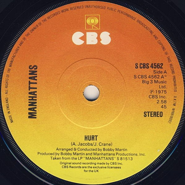 Manhattans : Hurt (7", Single, Sol)