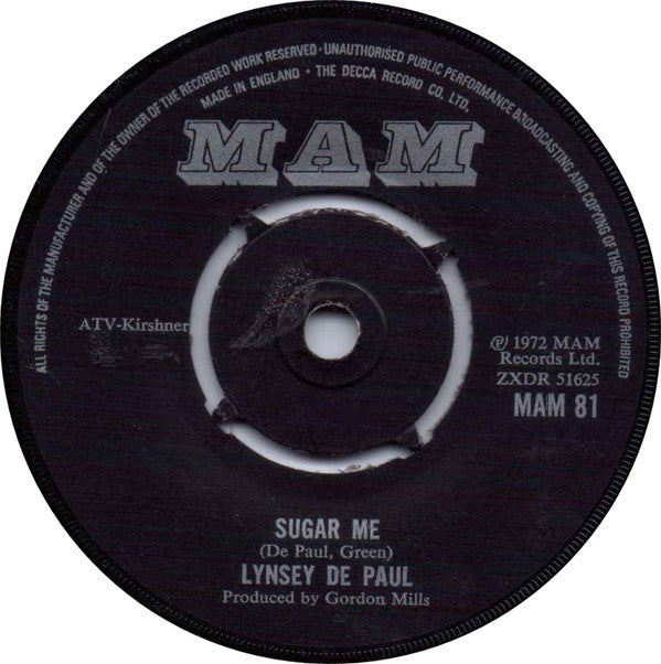Lynsey De Paul : Sugar Me (7", Single)