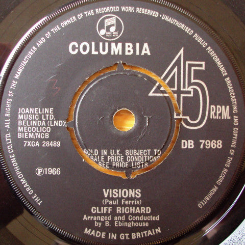 Cliff Richard : Visions (7", Single)