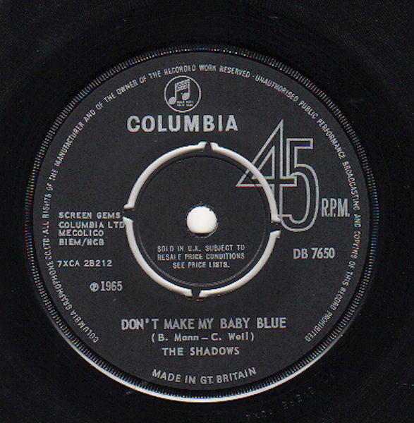 The Shadows : Don't Make My Baby Blue  (7", Single)