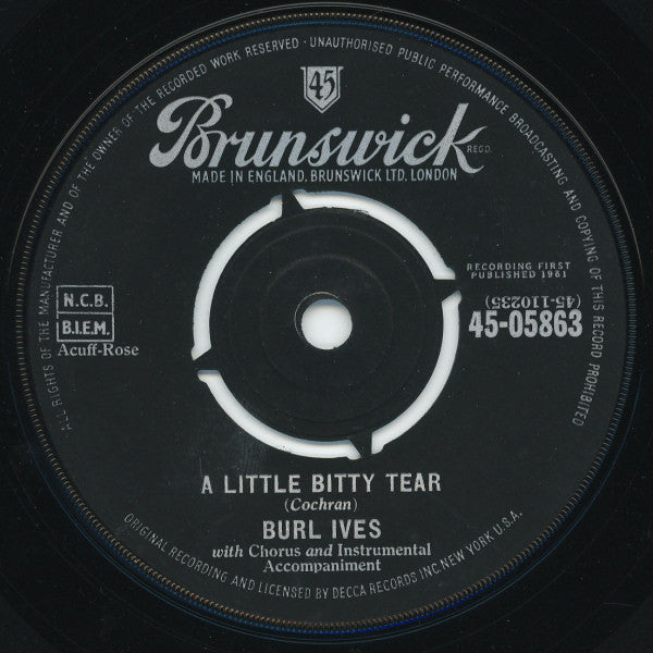 Burl Ives : A Little Bitty Tear (7", Single)
