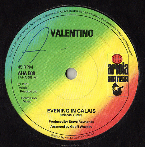 Valentino (18) : Evening In Calais (7")