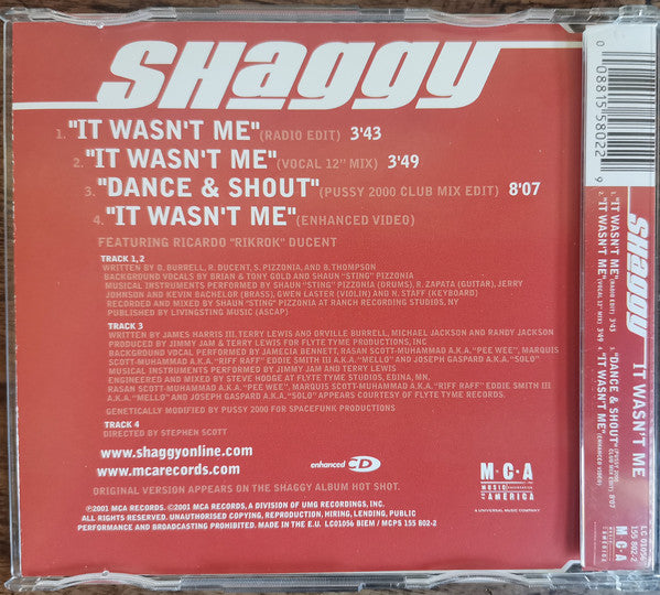 Shaggy Featuring Rik Rok : It Wasn't Me (CD, Maxi, Enh, Uni)