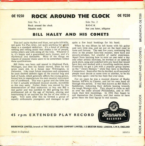Bill Haley And His Comets : Rock Around The Clock (7", EP)