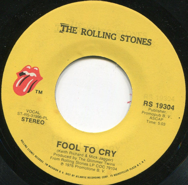 The Rolling Stones : Fool To Cry / Hot Stuff (7", Pla)