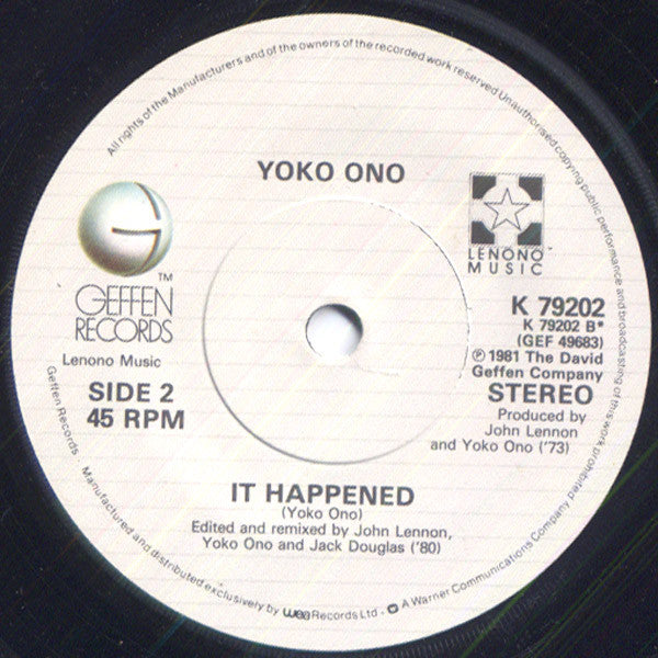 Yoko Ono : Walking On Thin Ice (7", Single)