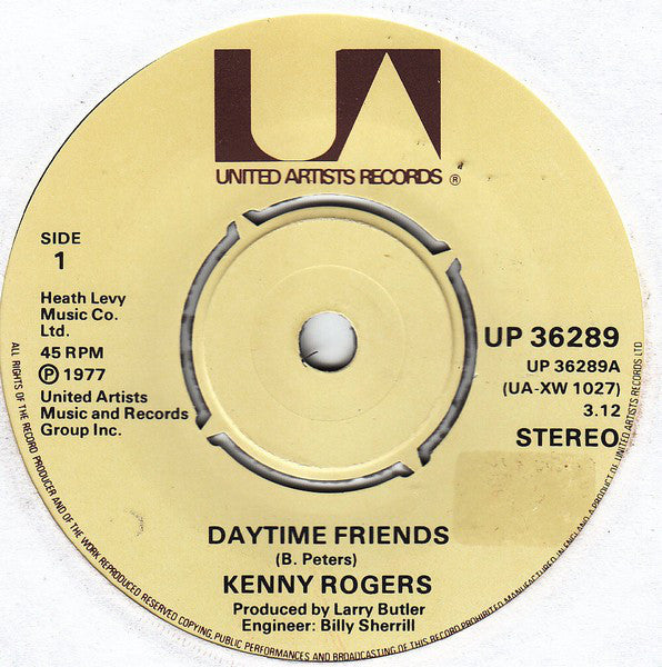 Kenny Rogers : Daytime Friends (7", Single)