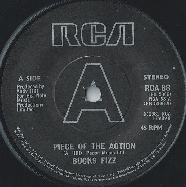 Bucks Fizz : Piece Of The Action (7", Single, Sol)