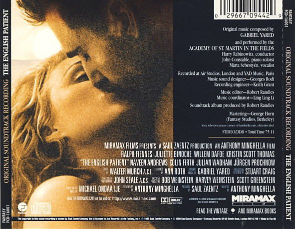 The Academy Of St. Martin-in-the-Fields, Gabriel Yared : The English Patient (Original Soundtrack Recording) (CD)