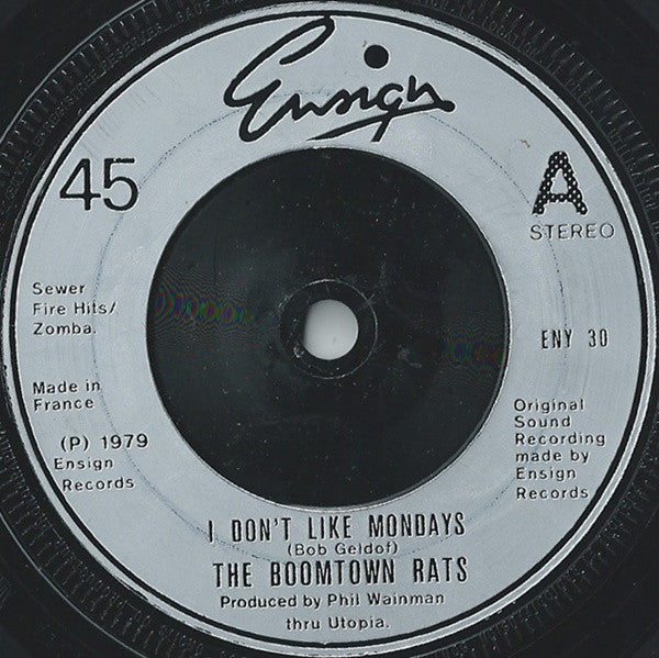 The Boomtown Rats : I Don't Like Mondays (7", Single, Sil)