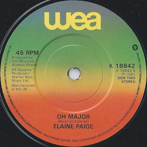 Elaine Paige : Far Side Of The Bay (7")