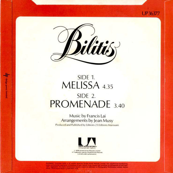 Francis Lai : Melissa / Promenade (7")