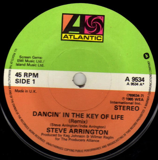 Steve Arrington : Dancin' In The Key Of Life (7", Single, Pap)