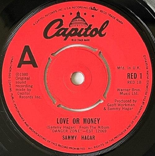 Sammy Hagar : Heartbeat / Love Or Money (7", Single)