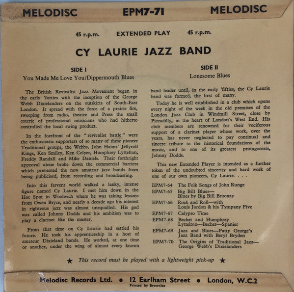 Cy Laurie Jazz Band : Cy Laurie Jazz Band (7", EP)
