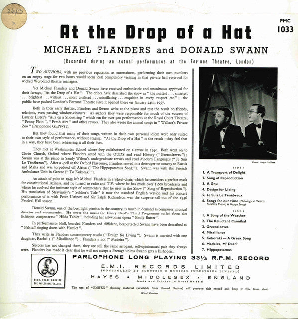 Flanders & Swann : At The Drop Of A Hat (LP, Album, Mono)
