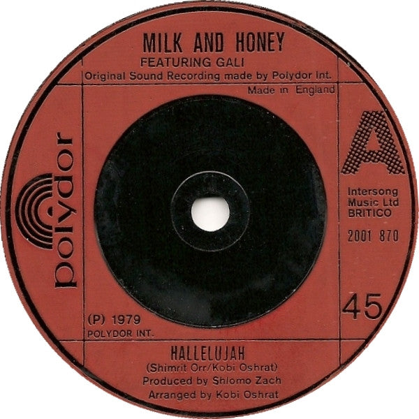 Milk And Honey Featuring Gali Atari : Hallelujah (7", Single)