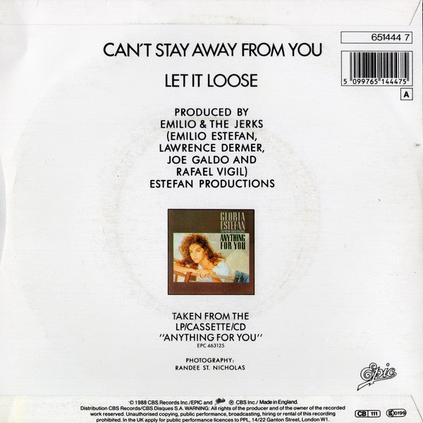 Miami Sound Machine : Can't Stay Away From You (7", Single, RE)