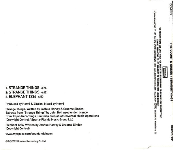 Sinden & Count Of Monte Cristal : Strange Things (CD, Single, Promo)