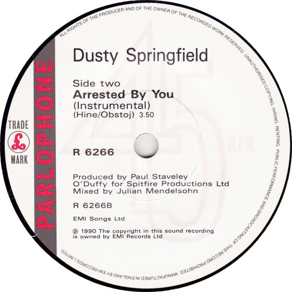 Dusty Springfield : Arrested By You (7", Single)