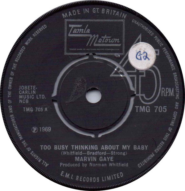 Marvin Gaye : Too Busy Thinking About My Baby (7", Single)