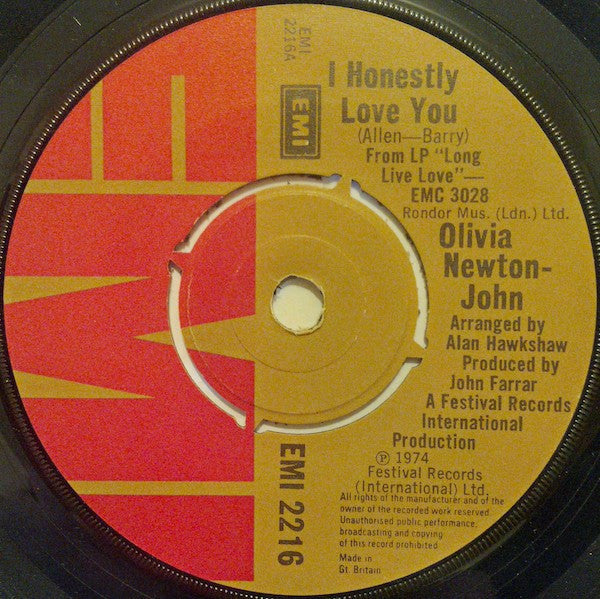 Olivia Newton-John : I Honestly Love You (7", Single)