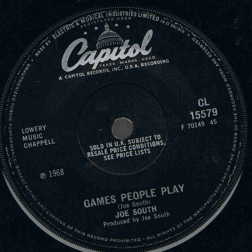 Joe South : Games People Play (7", Single, Sol)
