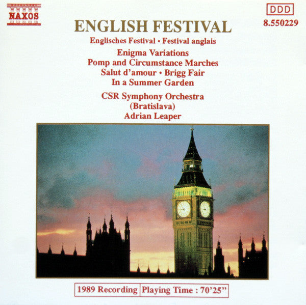 Slovak Radio Symphony Orchestra, Adrian Leaper : English Festival (CD)