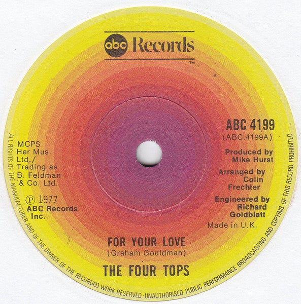 Four Tops : For Your Love  (7", Single)