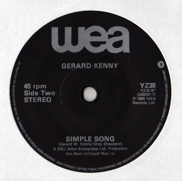 Gerard Kenny : No Man's Land (7", Single)