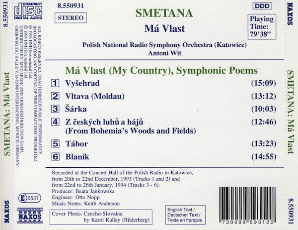 Smetana*, Polish National Radio Symphony Orchestra*, Antoni Wit : Má Vlast (My Country = Mein Vaterland) (CD, Album)