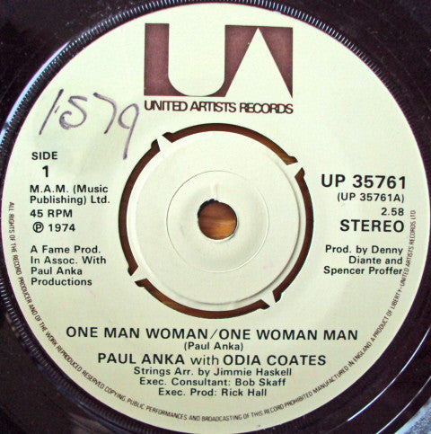 Paul Anka : One Man Woman / One Woman Man (7")