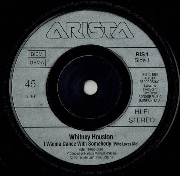 Whitney Houston : I Wanna Dance With Somebody (Who Loves Me) (7", Single, Sil)