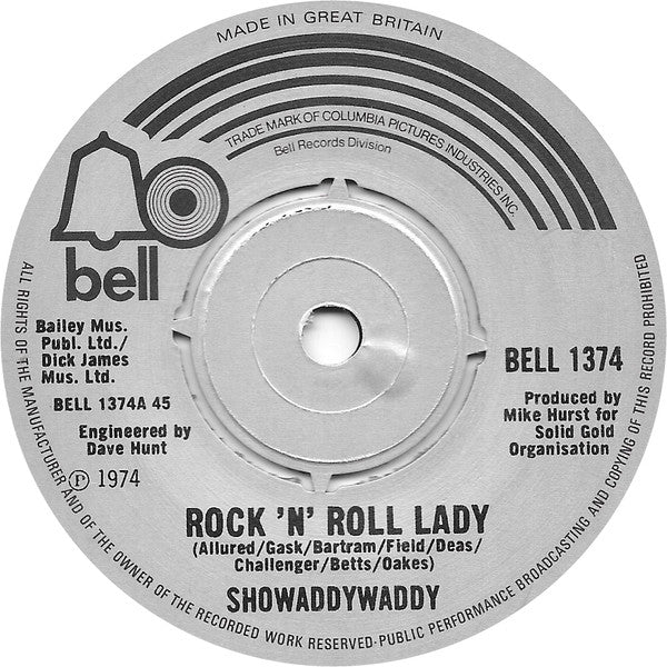 Showaddywaddy : Rock 'N' Roll Lady (7", Single)